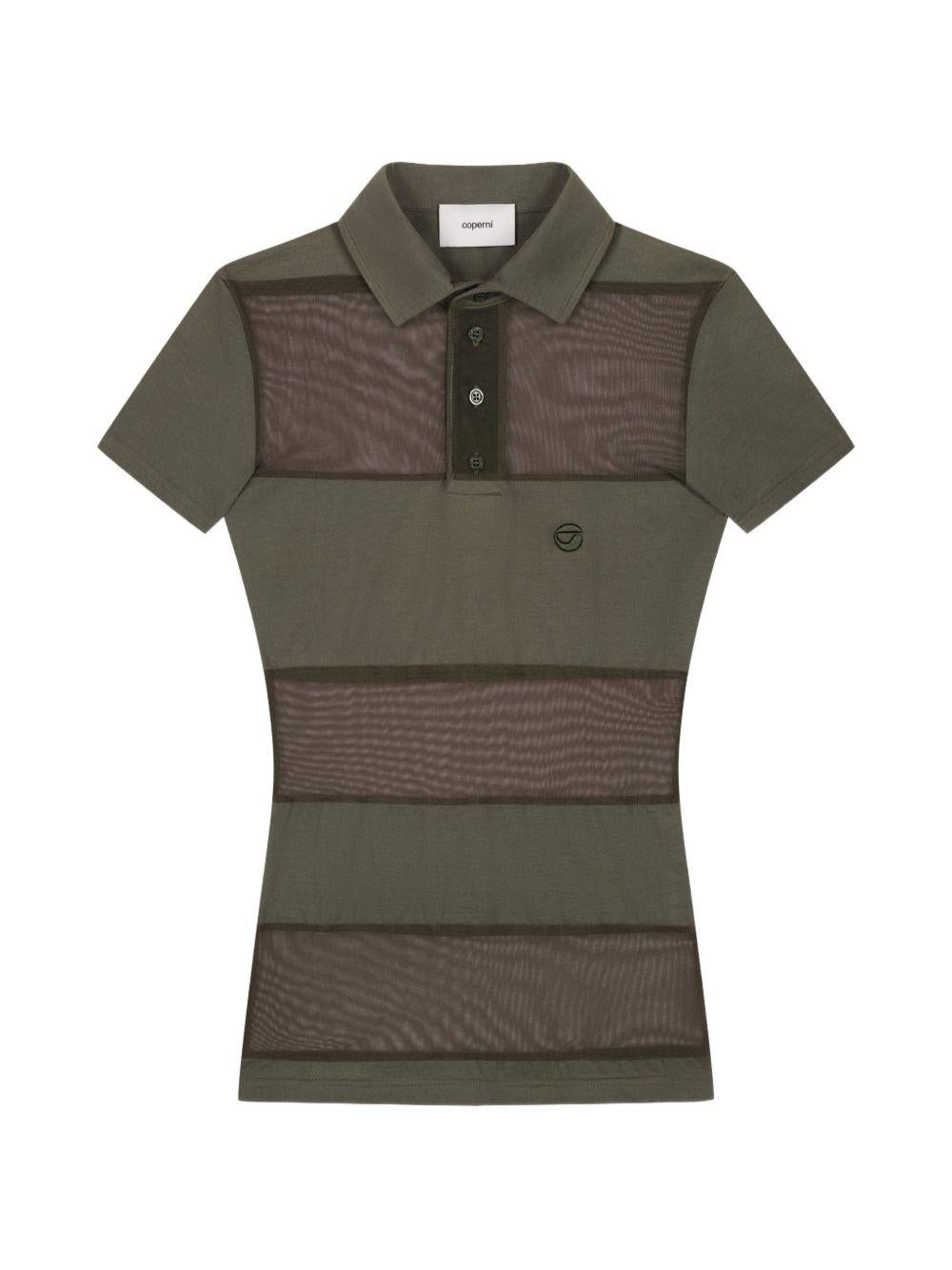 Polo semi trasparente a righe in verde Coperni - donna 