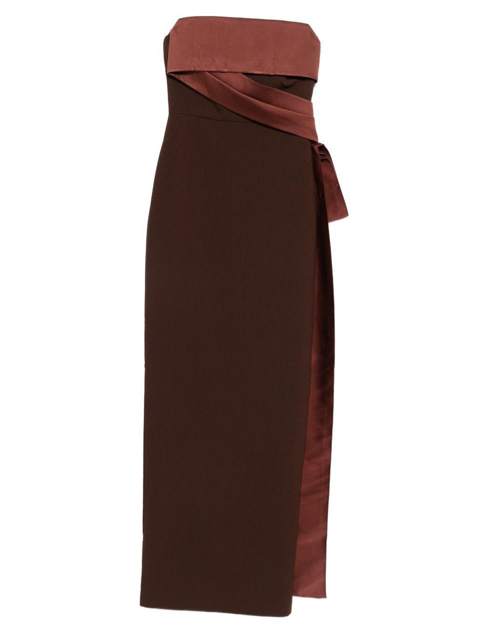 Abito bustier in crêpe e taffetà in marrone Roland mouret - donna 