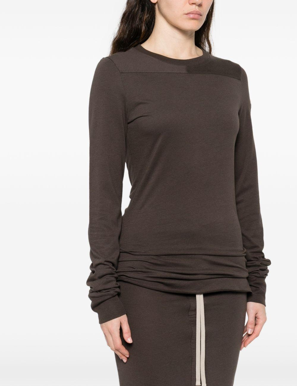 T-shirt a maniche lunghe in cotone grider in marrone Rick Owens x Moncler - unisex<BR/> 