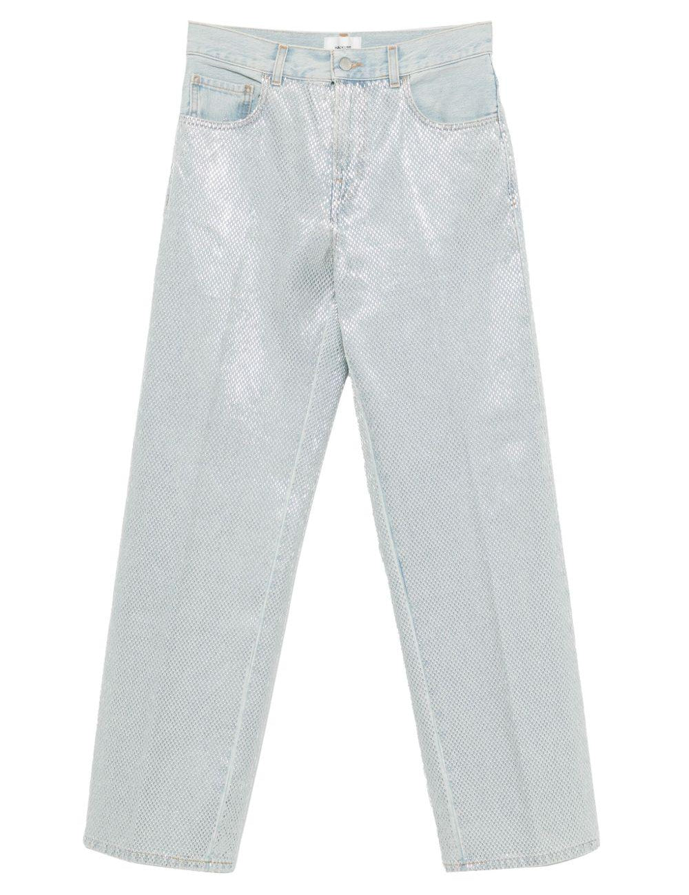 Pantaloni dritti con paillettes in azzurro Haikure - donna 