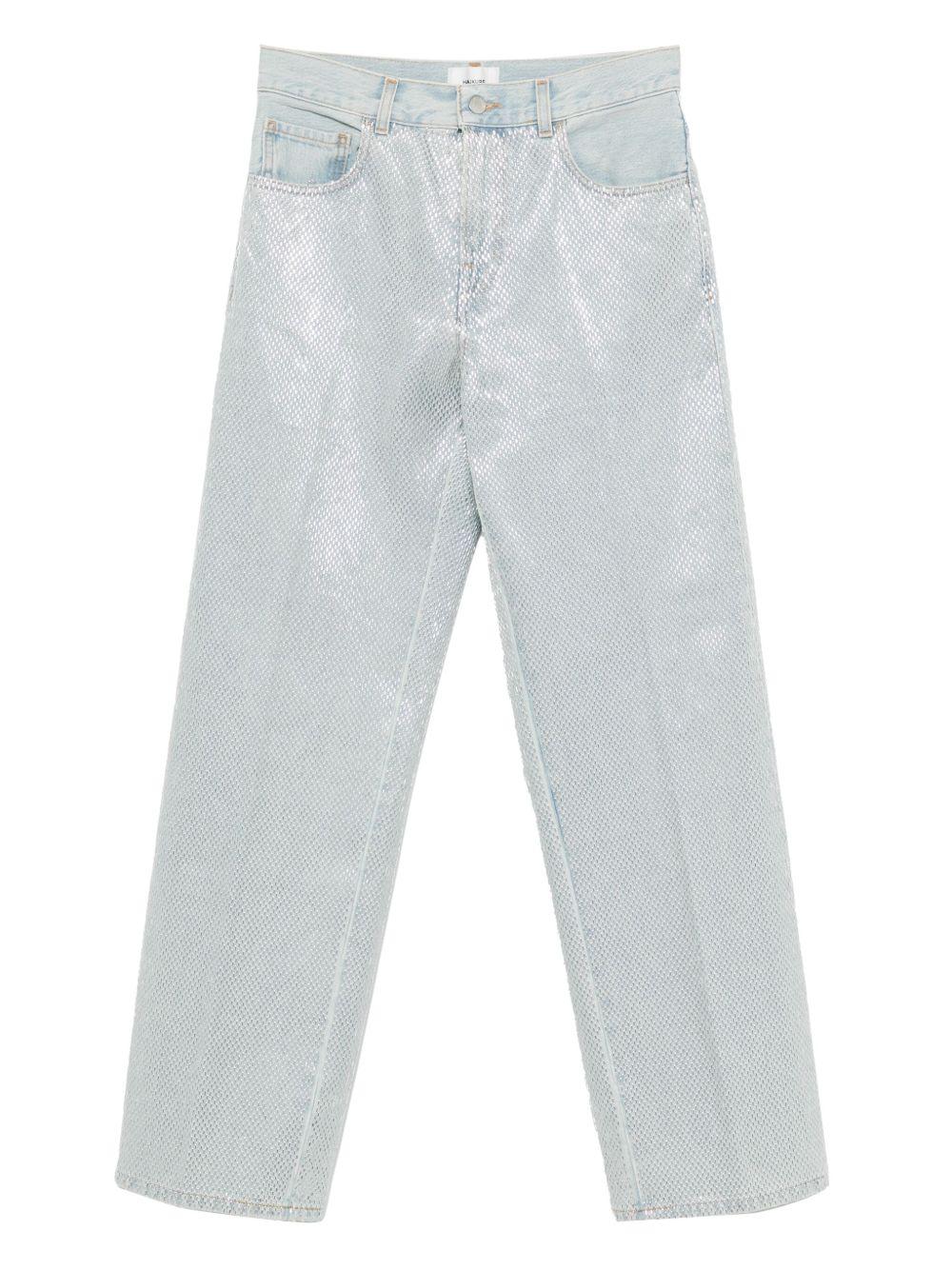Pantaloni dritti con paillettes in azzurro Haikure - donna 