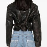 Giacca crop con collo in pelliccia in marrone Alex perry - donna 