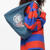 Borsa a spalla the sack grande in denim blu Marc Jacobs - donna 