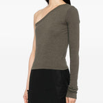 Top monospalla in cotone cropped ziggy in verde Rick owens- donna 