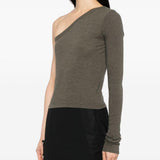 Top monospalla in cotone cropped ziggy in verde Rick owens- donna 