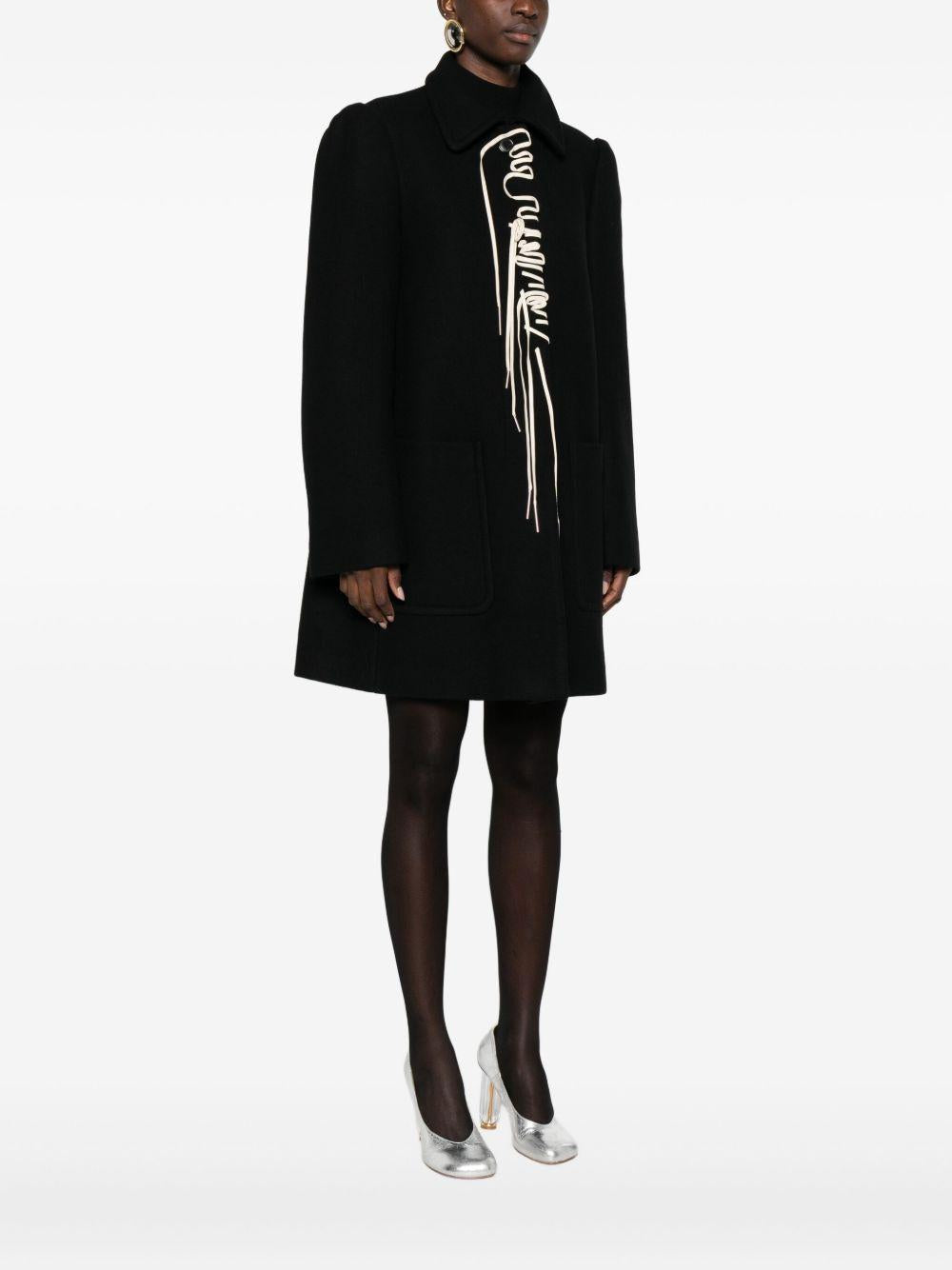 Cappotto in misto lana con lacci in nero Dries van noten - donna 