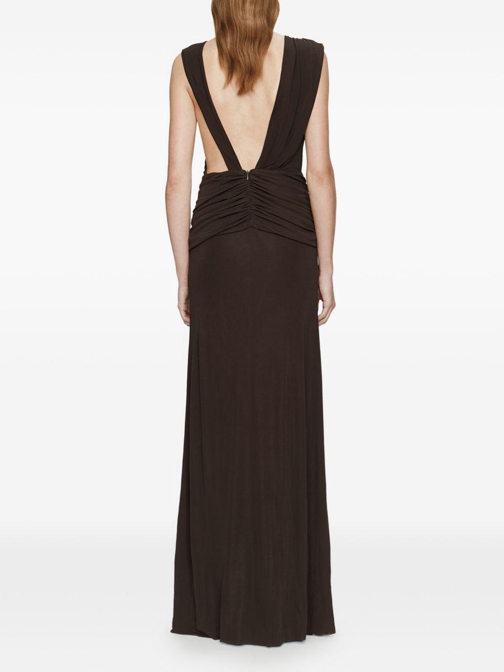 Abito lungo con drappeggio e spilla in marrone Christopher esber - donna 