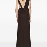 Abito lungo con drappeggio e spilla in marrone Christopher esber - donna 