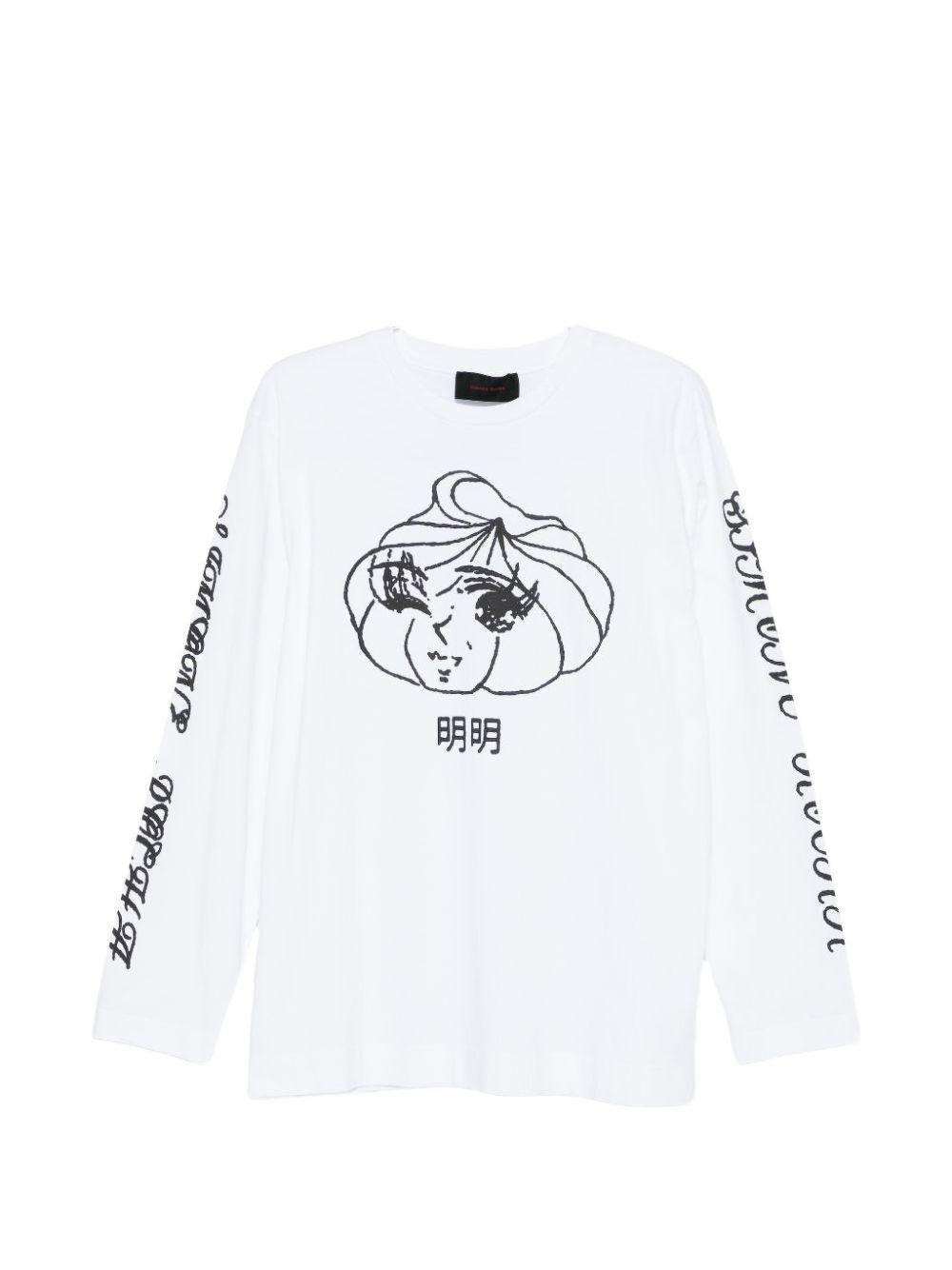 T-shirt a manica lunga stampata in bianco Simone rocha - uomo 