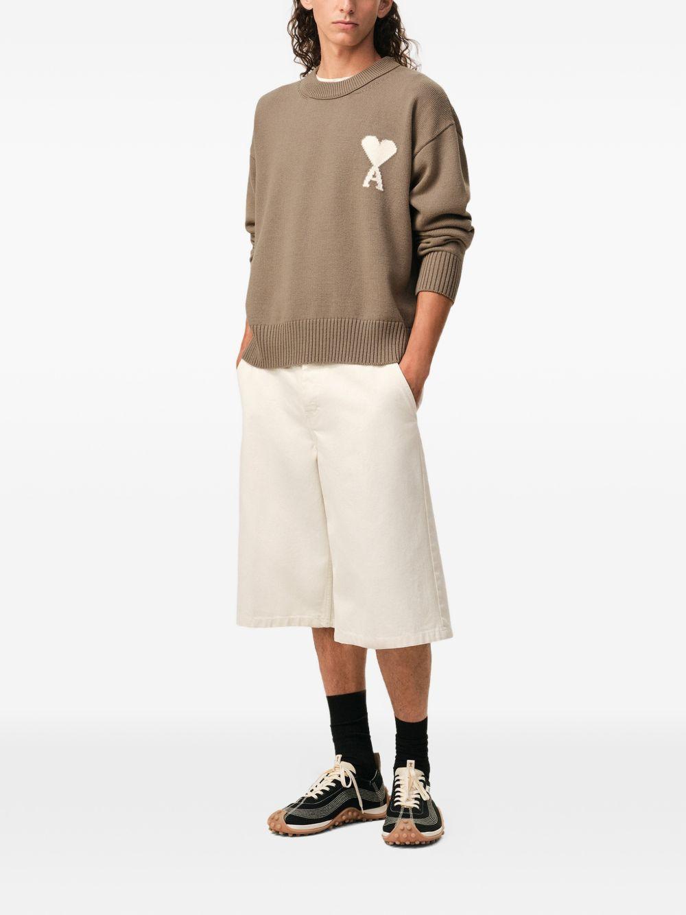 Maglione girocollo in marrone Ami paris - uomo 