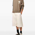 Maglione girocollo in marrone Ami paris - uomo 