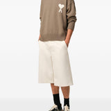 Maglione girocollo in marrone Ami paris - uomo 