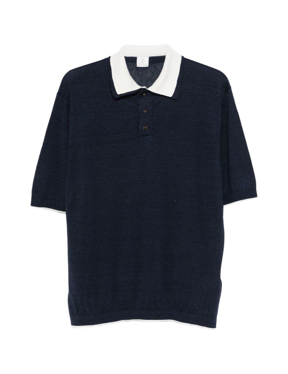 Polo con bordo a contrasto in blu Eleventy - uomo 
