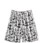 Shorts con stampa Fantasia in nero e bianco Comme des garcons black - unisex 