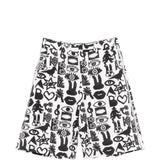 Shorts con stampa Fantasia in nero e bianco Comme des garcons black - unisex 