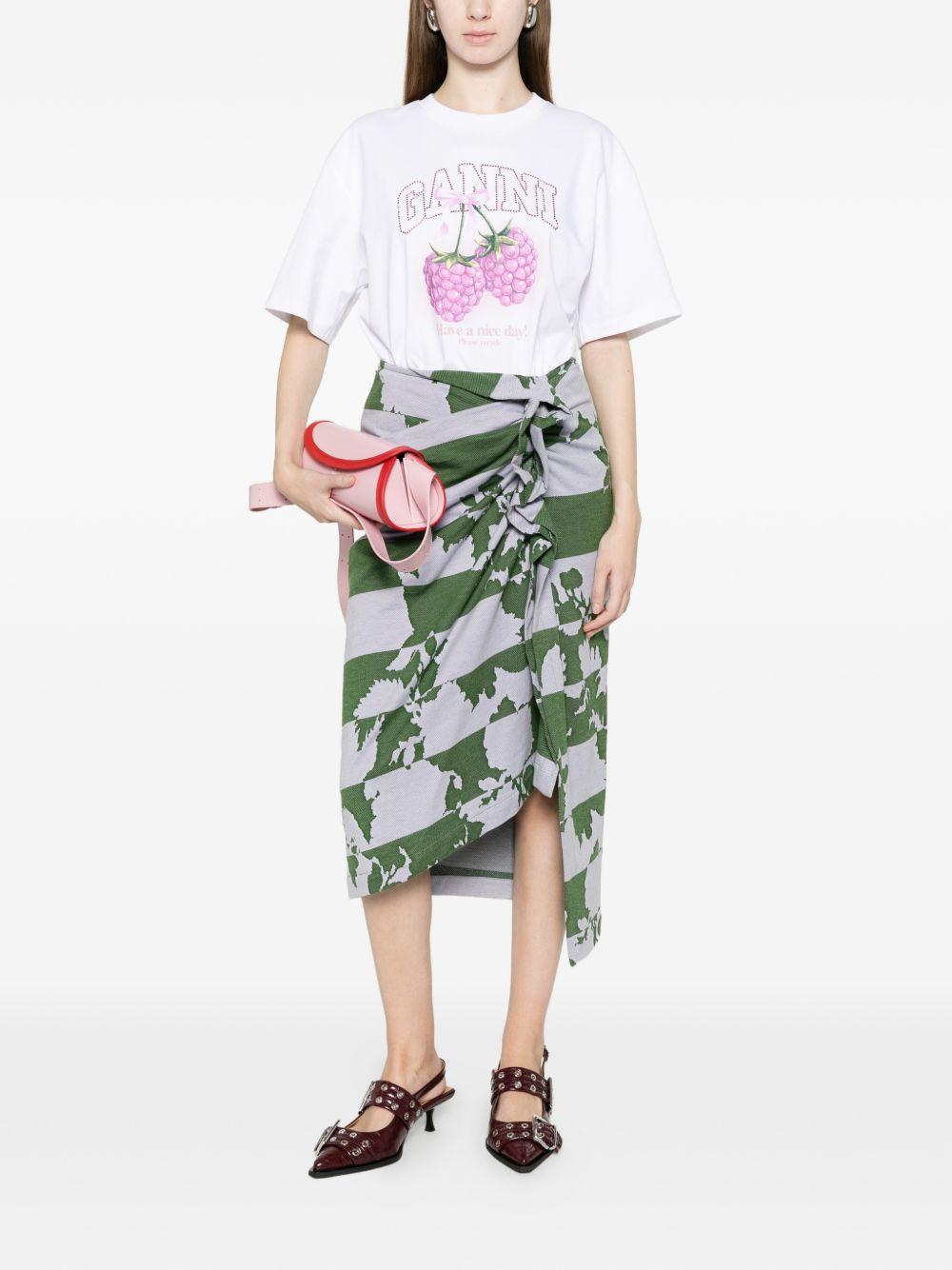 T-shirt con grafica al lampone in bianco Ganni - donna 