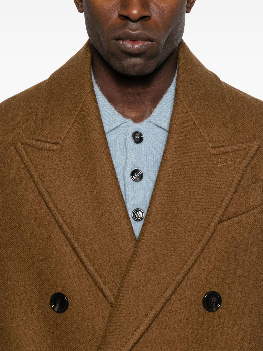 Cappotto doppio petto in lana in marrone Ami paris - uomo 