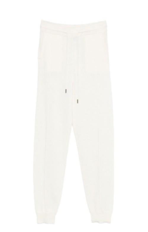 Pantaloni con couisse in cashmere in ecru Gotha - donna 