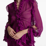 Blusa in seta con ruches viola Alberta Ferretti - donna 