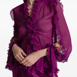Blusa in seta con ruches viola Alberta Ferretti - donna 