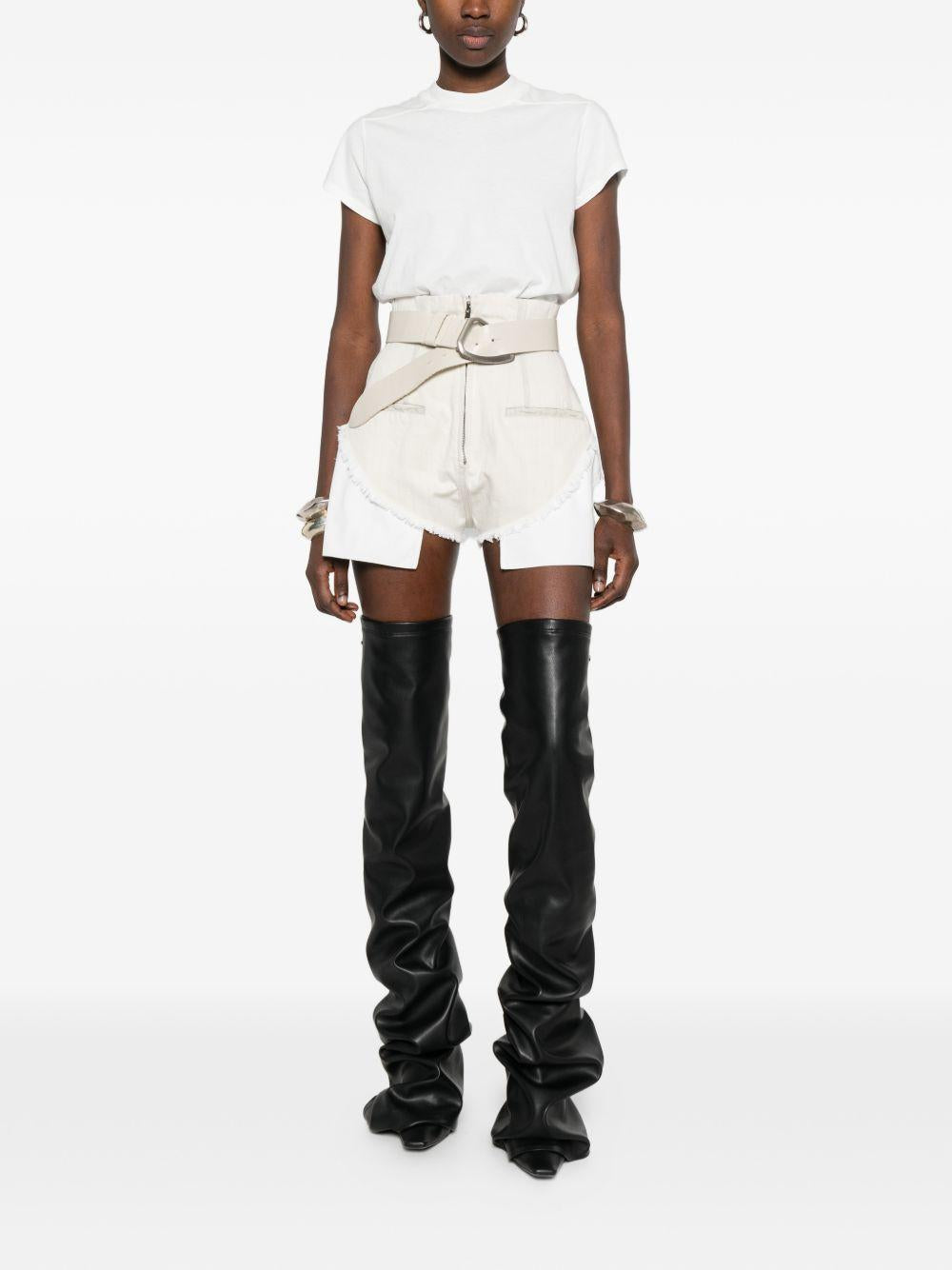 Shorts sfilacciati con chiusura lampo Dirt Cutoffs in bianco Rick owens drkshdw - donna 