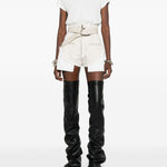 Shorts sfilacciati con chiusura lampo Dirt Cutoffs in bianco Rick owens drkshdw - donna 