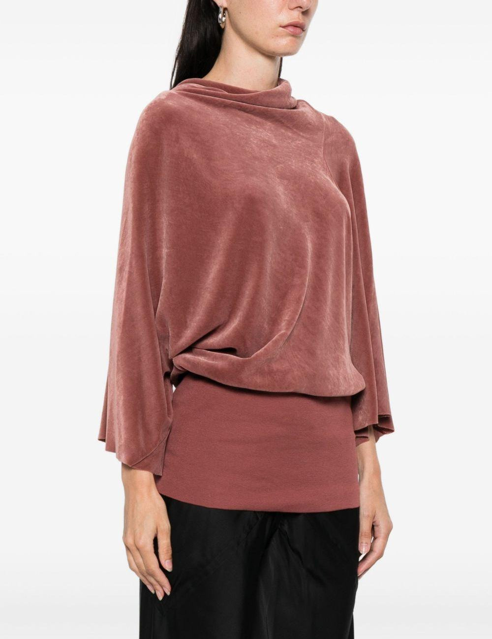 Top drappeggiato effetto velluto in rosa Rick owens - donna 