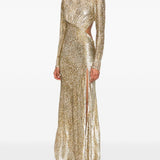 Abito lungo a maniche lunghe in oro Self-portrait - donna 