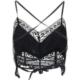 Top corto con rivestimento in pizzo Blanca in nero Charo ruiz ibiza 1989 