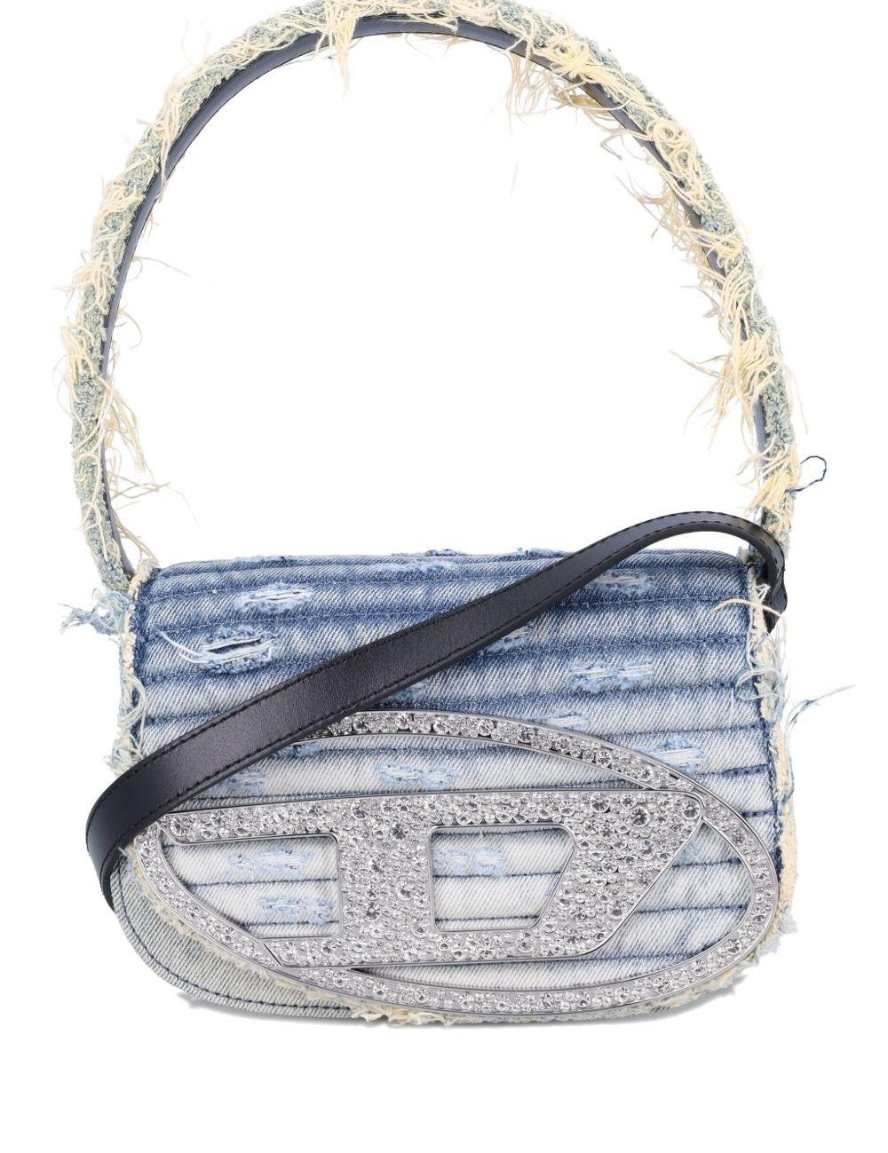 Borsa denim con cristalli 1dr in celeste Diesel - donna 