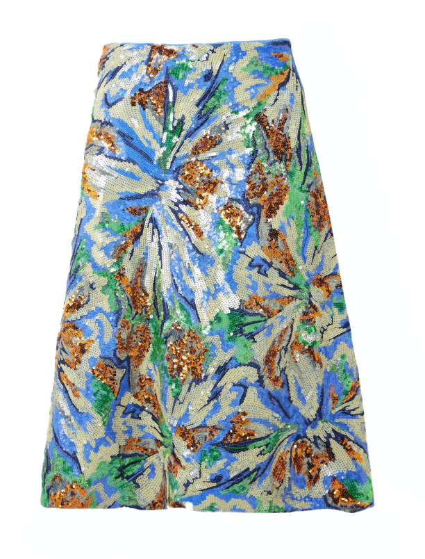 Gonna midi con paillettes multicolore Rabanne - donna 