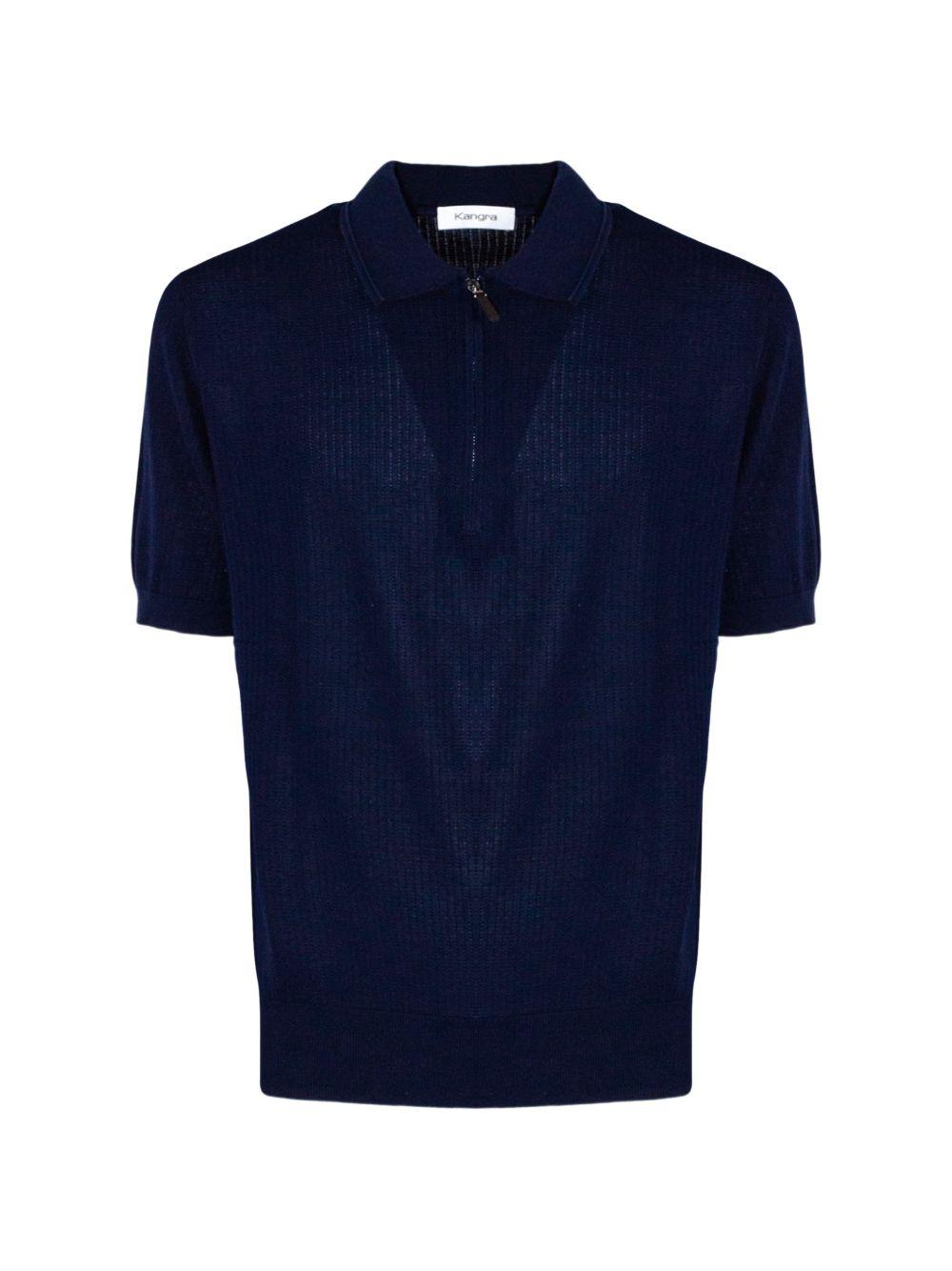 Polo con zip in blu Kangra - uomo 