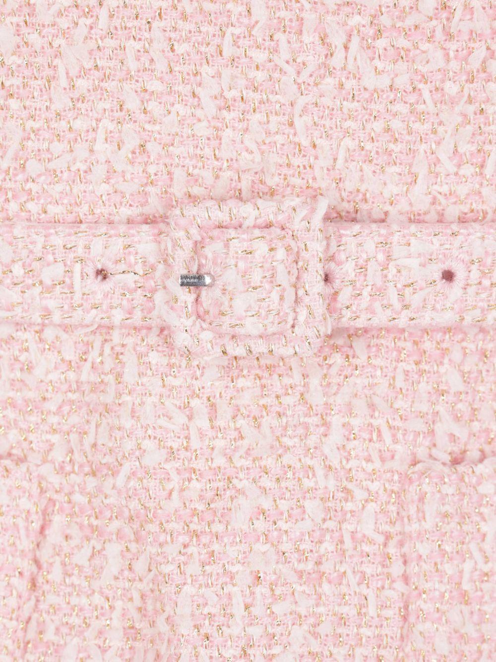 Abito midi in bouclé con collo in pizzo in rosa 