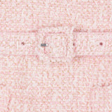 Abito midi in bouclé con collo in pizzo in rosa 