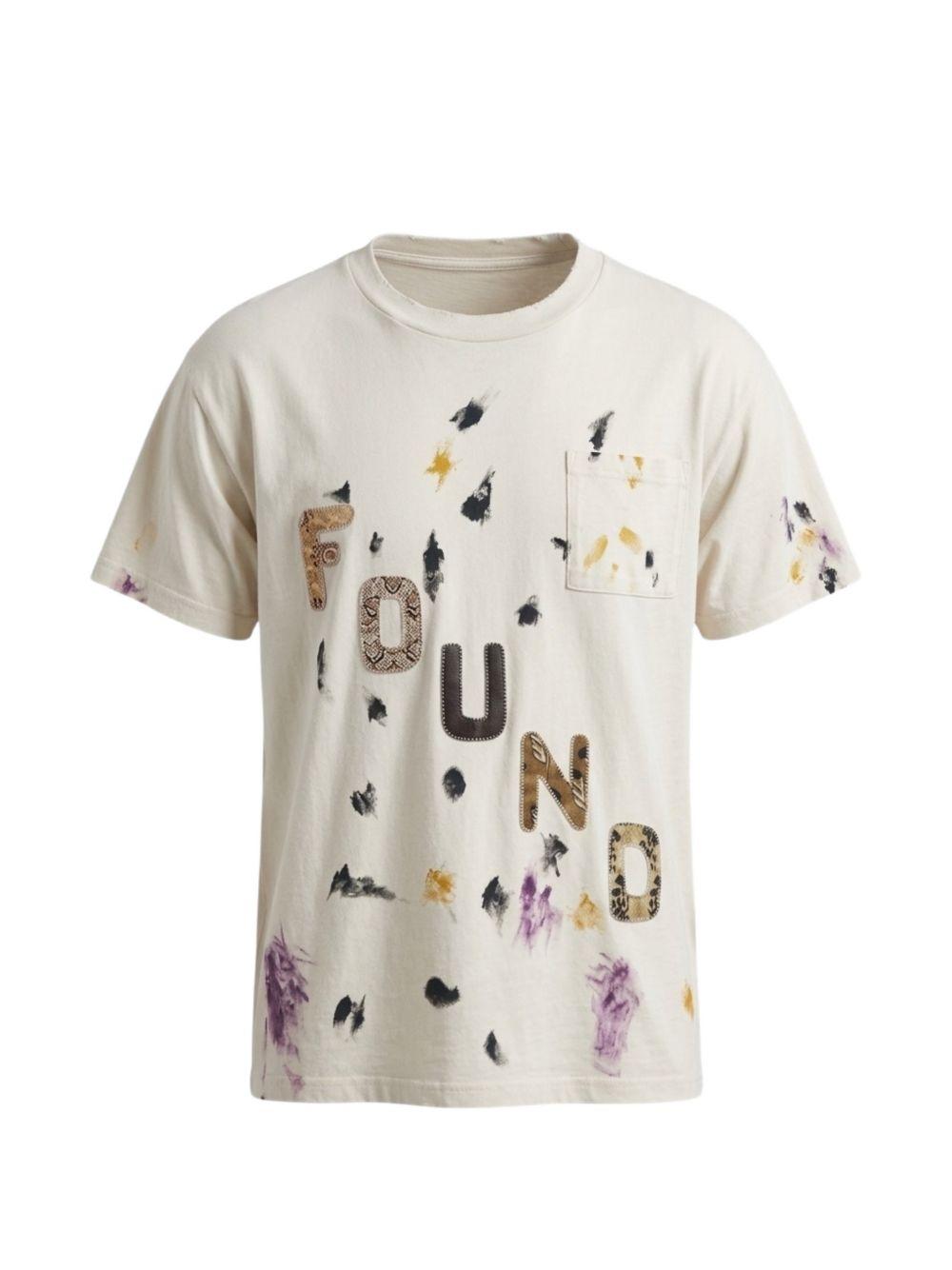 T-shirt con logo dipinto in avorio Found - unisex 