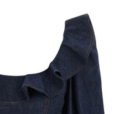Top con volant Aster in blu 