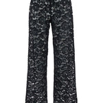 Pantaloni con inserti in pizzo in nero Venuja - donna 