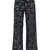 Pantaloni con inserti in pizzo in nero Venuja - donna 