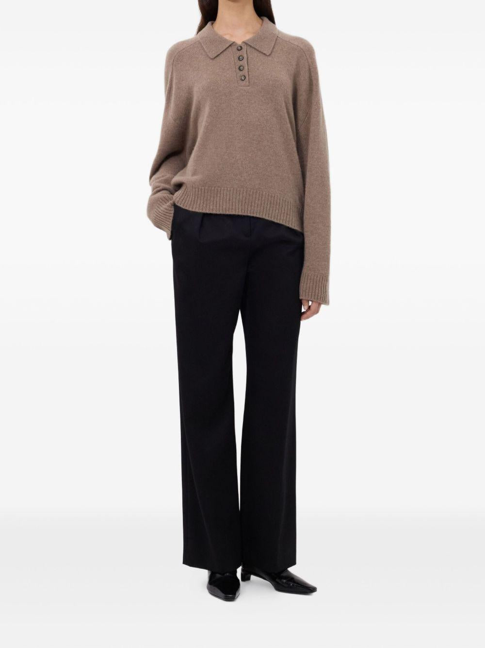 Maglione Polo boxy in beige Loulou De Saison - donna 
