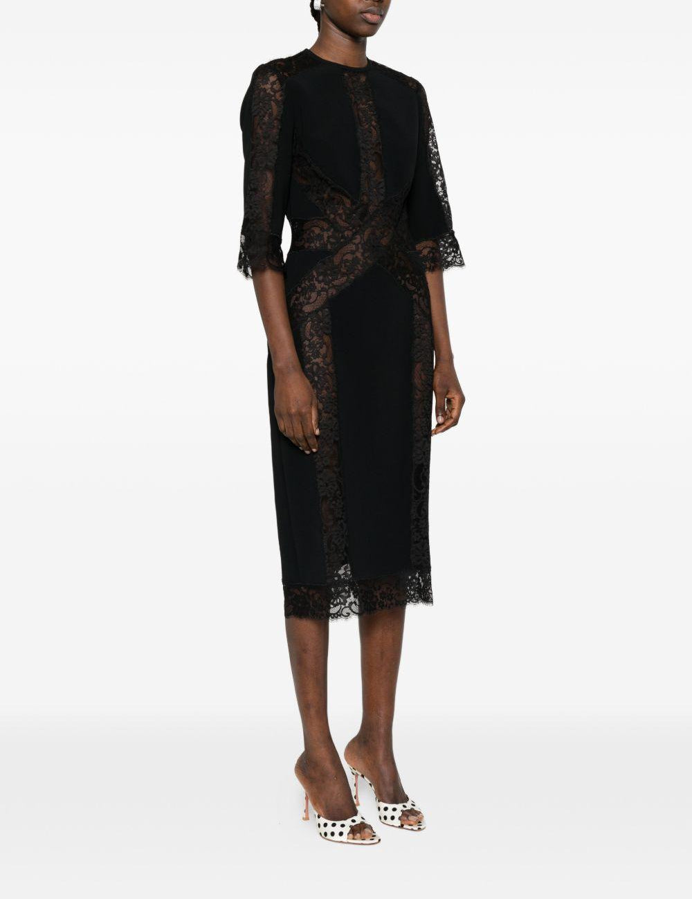 Abito midi in pizzo floreale in nero Elie saab - donna 