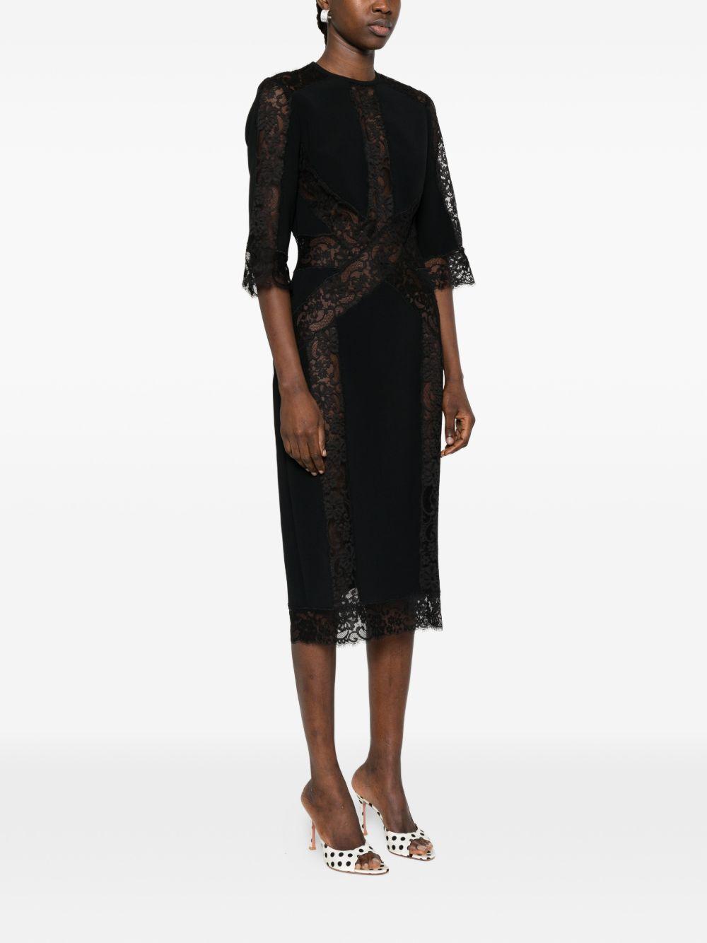 Abito midi in pizzo floreale in nero Elie saab - donna 