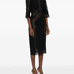 Abito midi in pizzo floreale in nero Elie saab - donna 