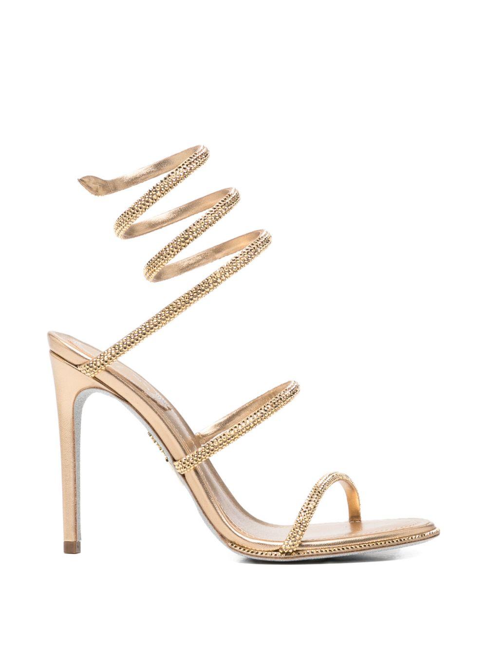 Sandali con cristalli cleo in Oro Rene caovilla - donna 