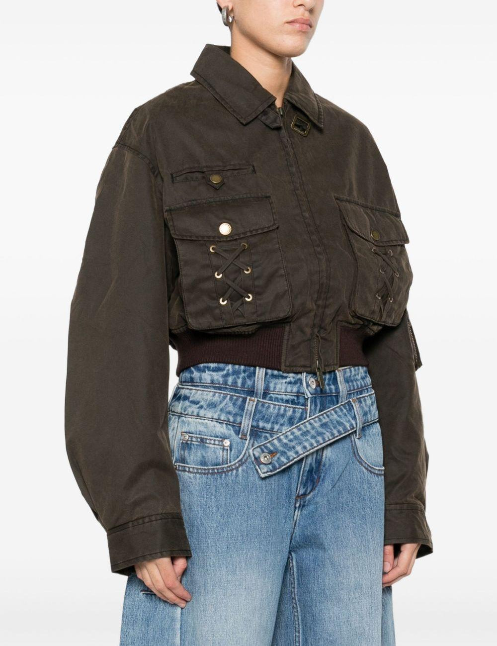Giacca crop con tasche in marrone Feng chen wang - donna 