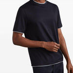 T-shirt con rifinitura a contrasto in nero Brunello cucinelli - uomo 
