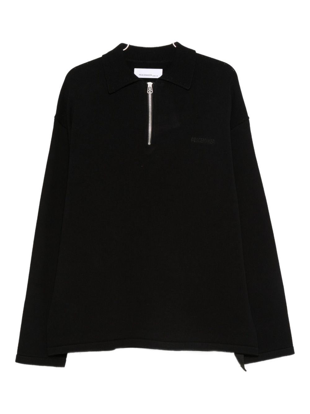 Polo con zip a maniche lunghe in nero Oamc peacemaker - uomo 