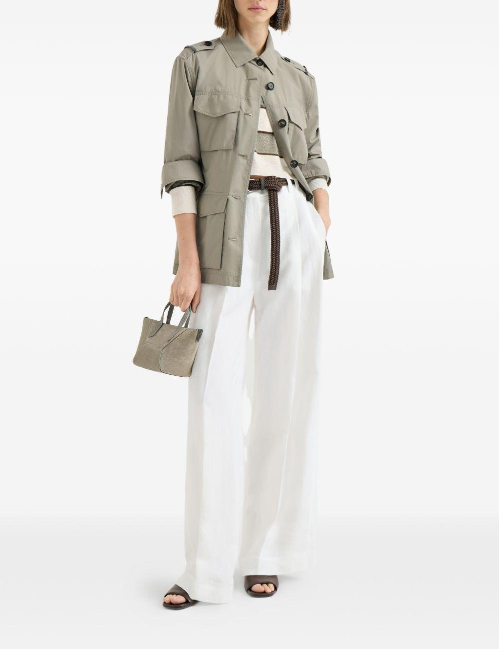 Pantaloni a gamba ampia in bianco Brunello cucinelli - donna 