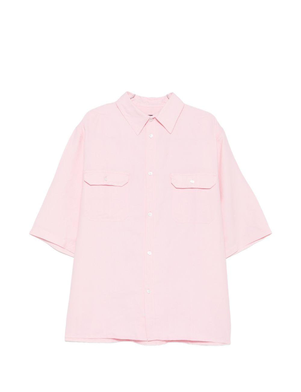 Camicia a maniche corte con tasca a patta in Corcoran in rosa Willy chavarria - uomo 