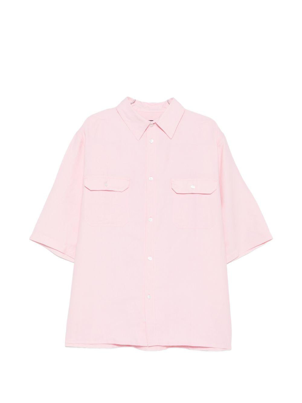 Camicia a maniche corte con tasca a patta in Corcoran in rosa Willy chavarria - uomo 