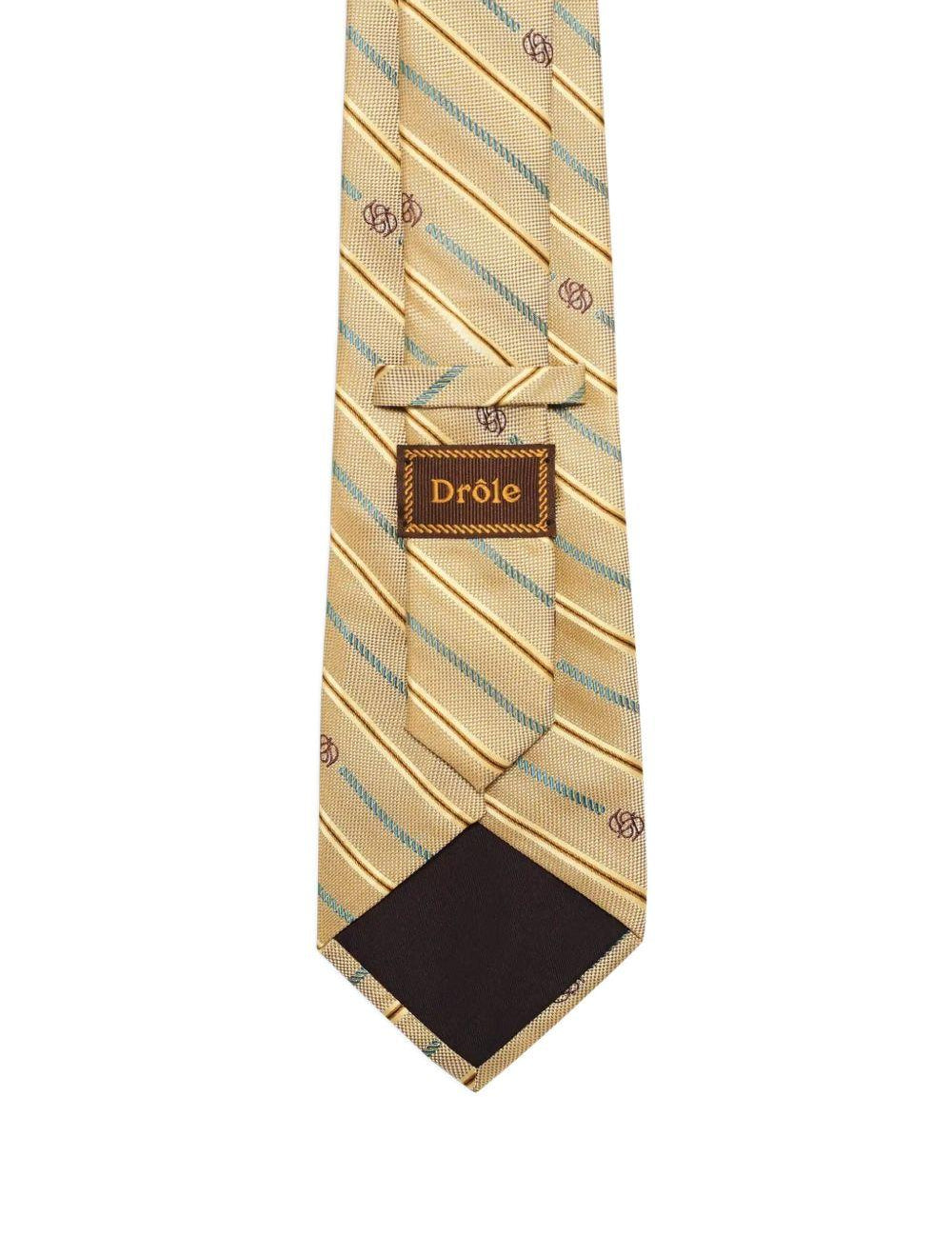 Cravatta a righe con monogramma in giallo Drole de monsieur - uomo 